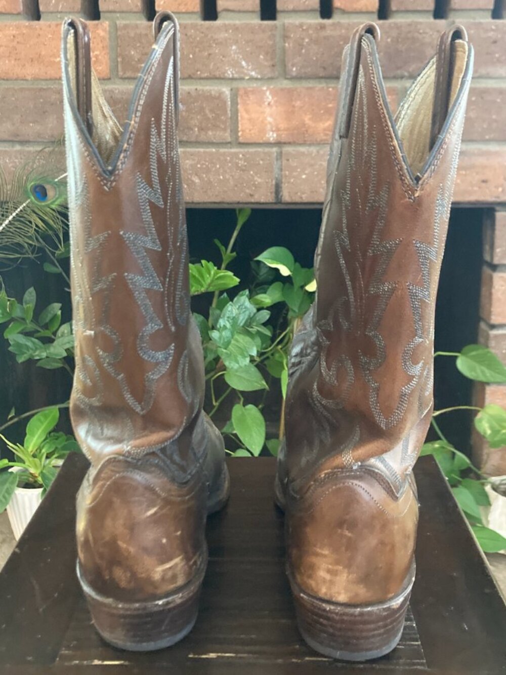 Dan Post Boots / Vintage Antique Tan Napa / Size 12R - Picture 11 of 16